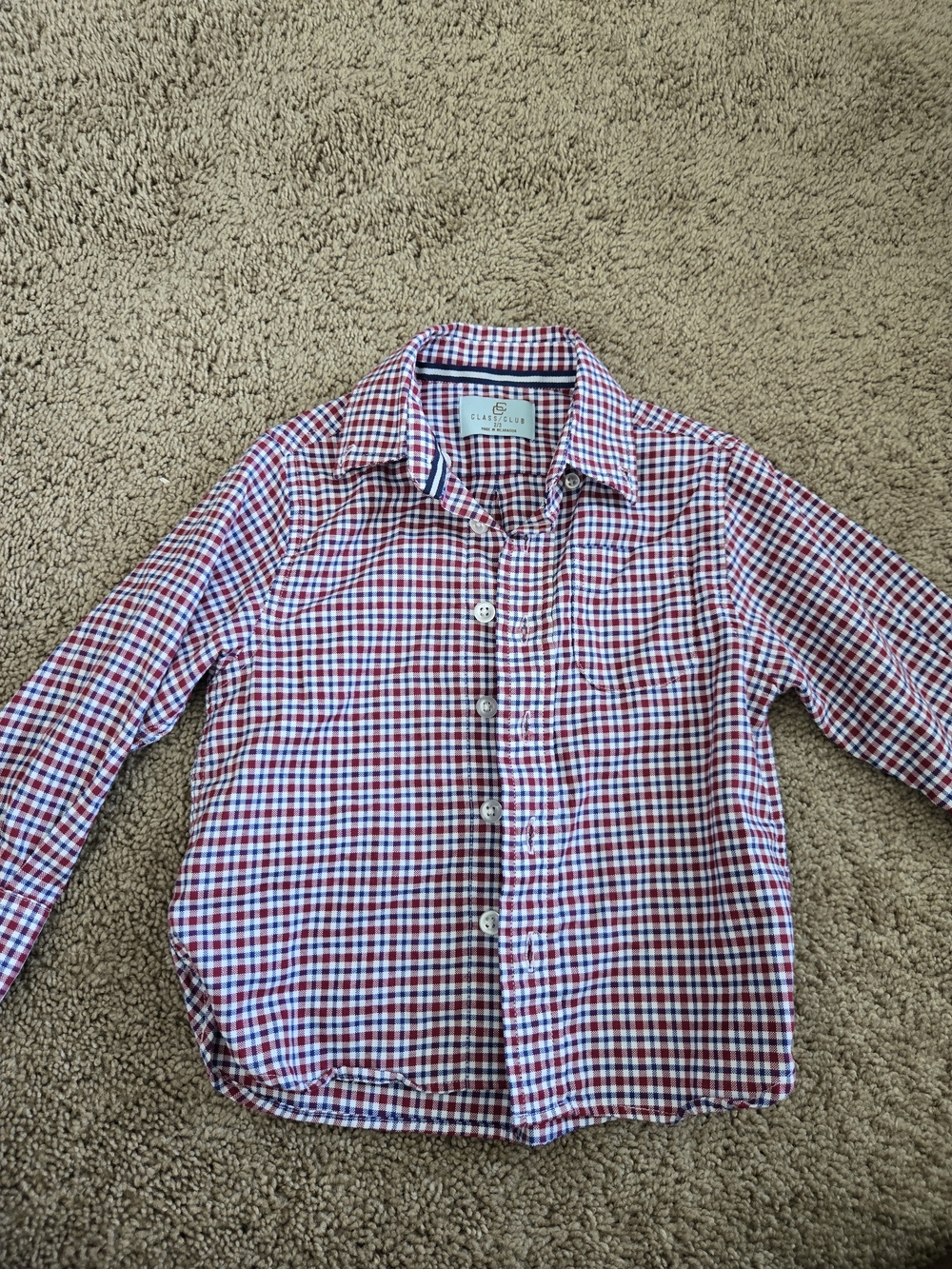 Class Club Red and Blue Gingham Button-Down Shirt